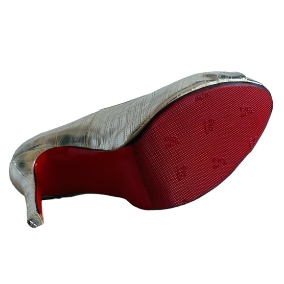 Red Sole Heels Metallic High Heel Shoes Women’s Open Toe Heeled Sandals - Picture 6 of 6